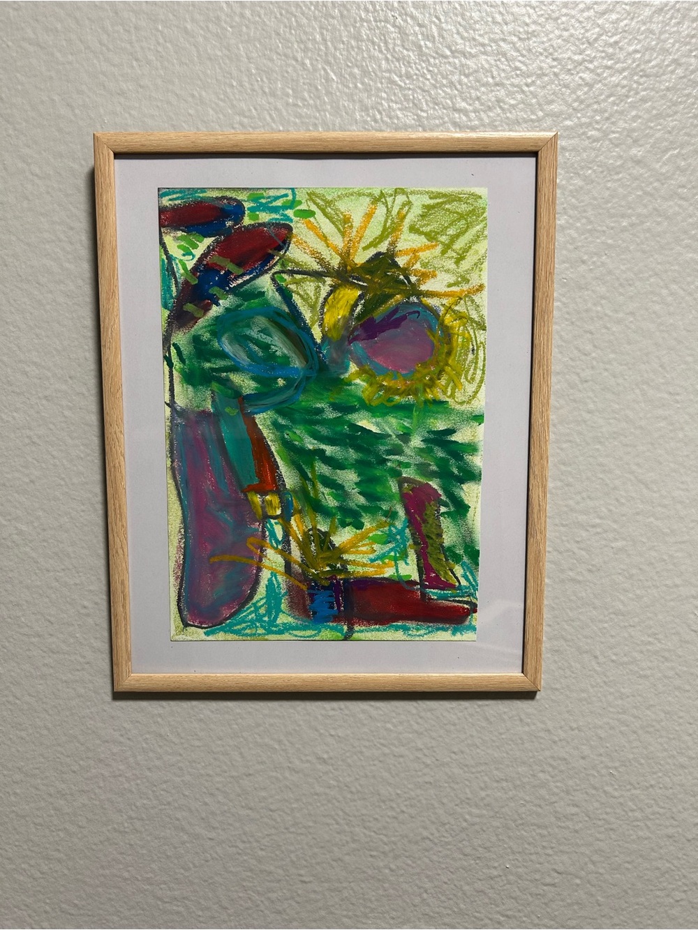 Abstract Colorful Framed Art Print - Green & Purple